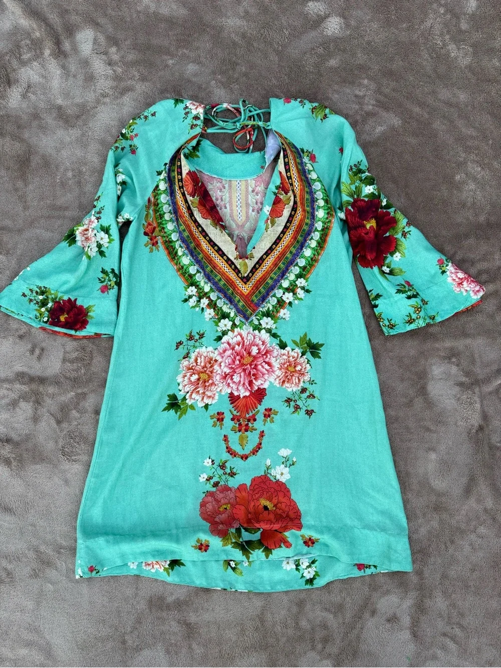 Farm Rio tie back tunic dress